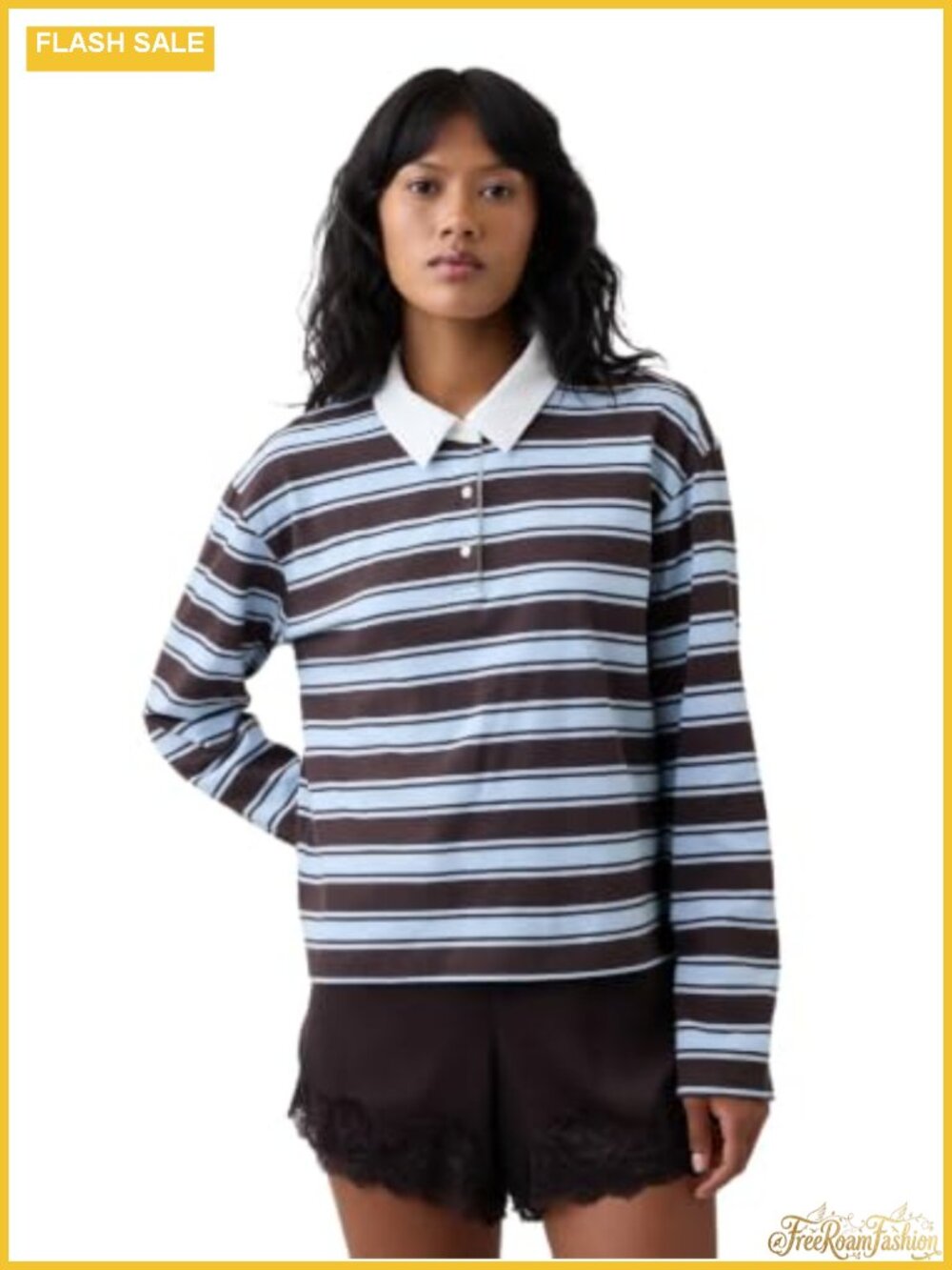 GAP Long Sleeve Rugby Polo Shirt Striped Crew Neck Pullover